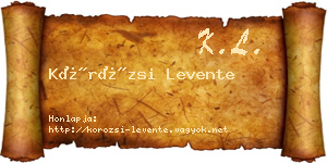 Körözsi Levente névjegykártya
